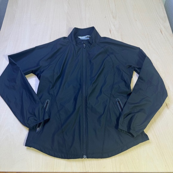 Athleta Womens Jacket Full Zip Black Fitted Running Activewear Medium - Picture 1 of 5